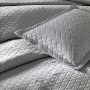 MATOUK NADIA COTTON MATELASSE COVERLET FULL/QUEEN SILVER NWT